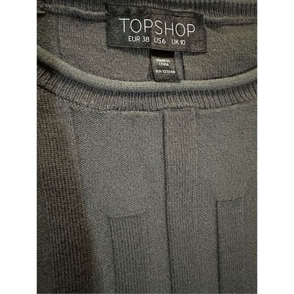 Topshop Womens Charcoal Gray Ribbed Button Sleeve Pullover Sweater sz 6 - Picture 5 of 13